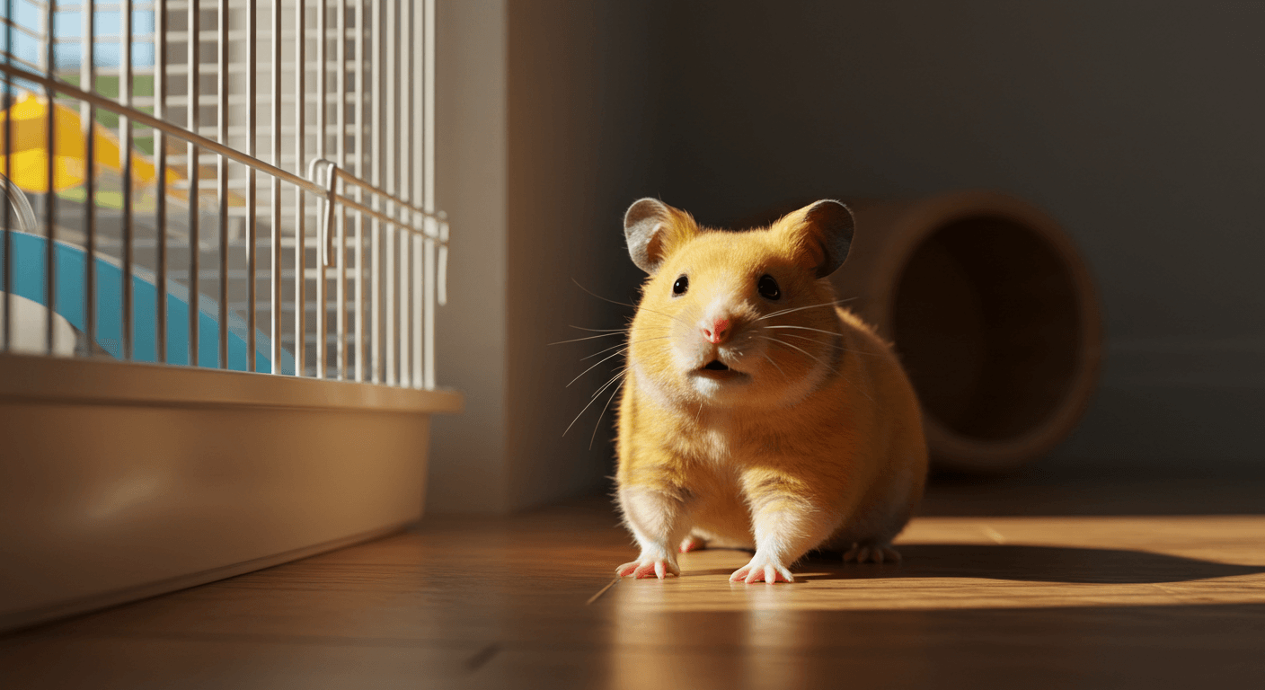 ゴールデンハムスターが外に出たがる理由と対処法【飼い始めの落ち着きない行動も解説】