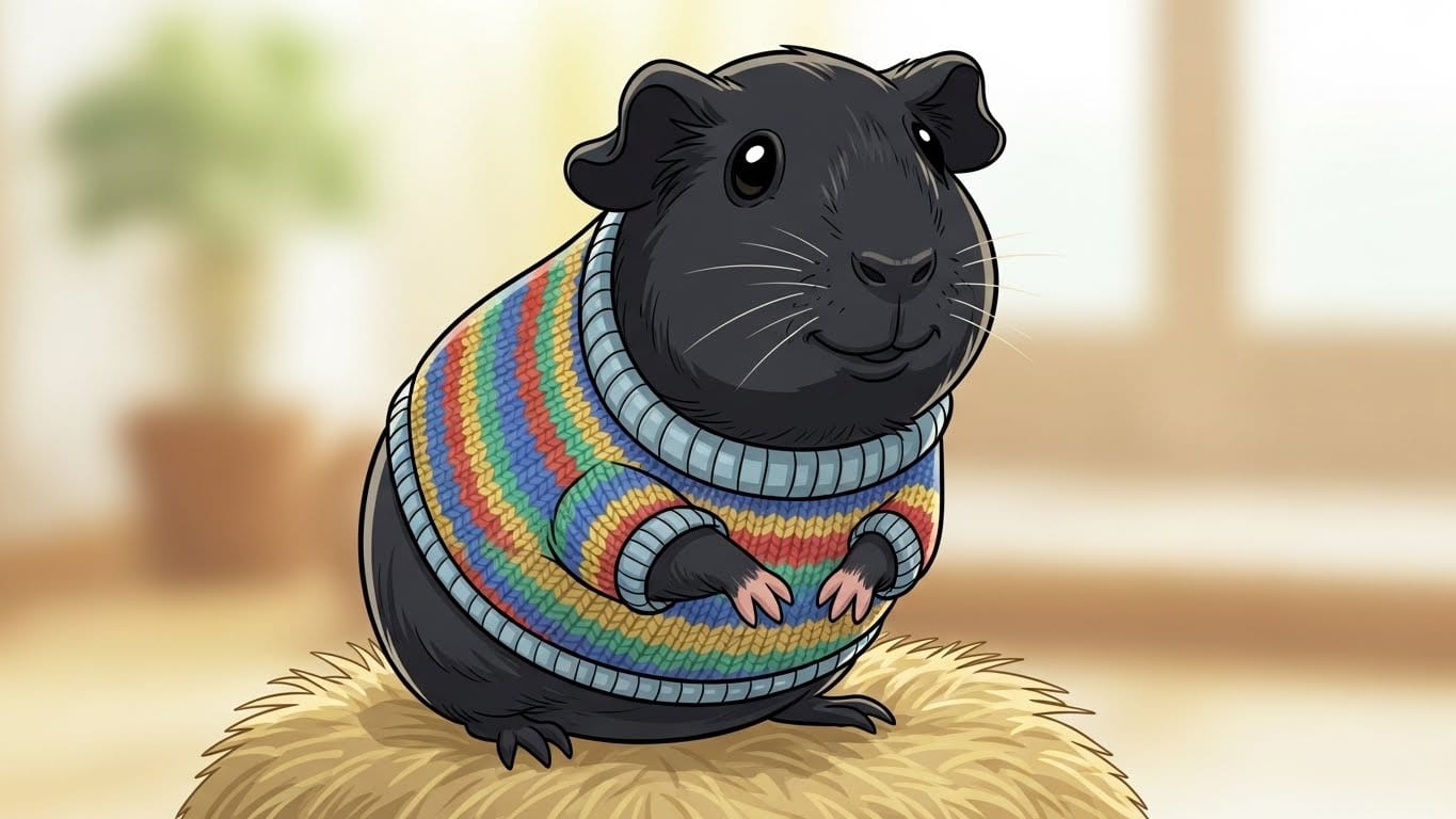 【真っ黒フワフワ？】スキニーギニアピッグ（黒）の魅力と飼い方！肌寒い子との楽しい毎日ガイド