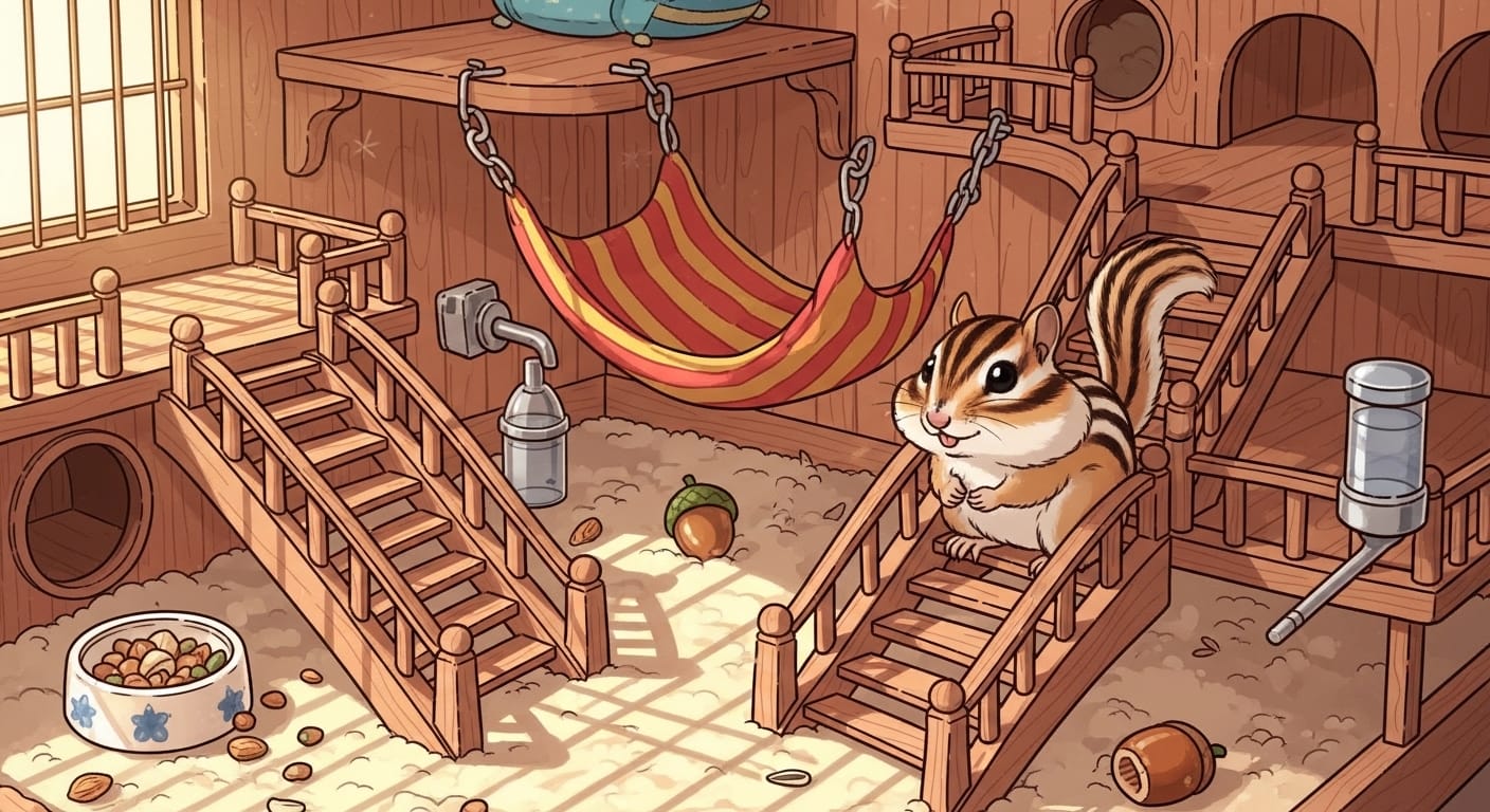 シマリスの楽園を作ろう！動くのが大好きになる魔法のケージレイアウト術